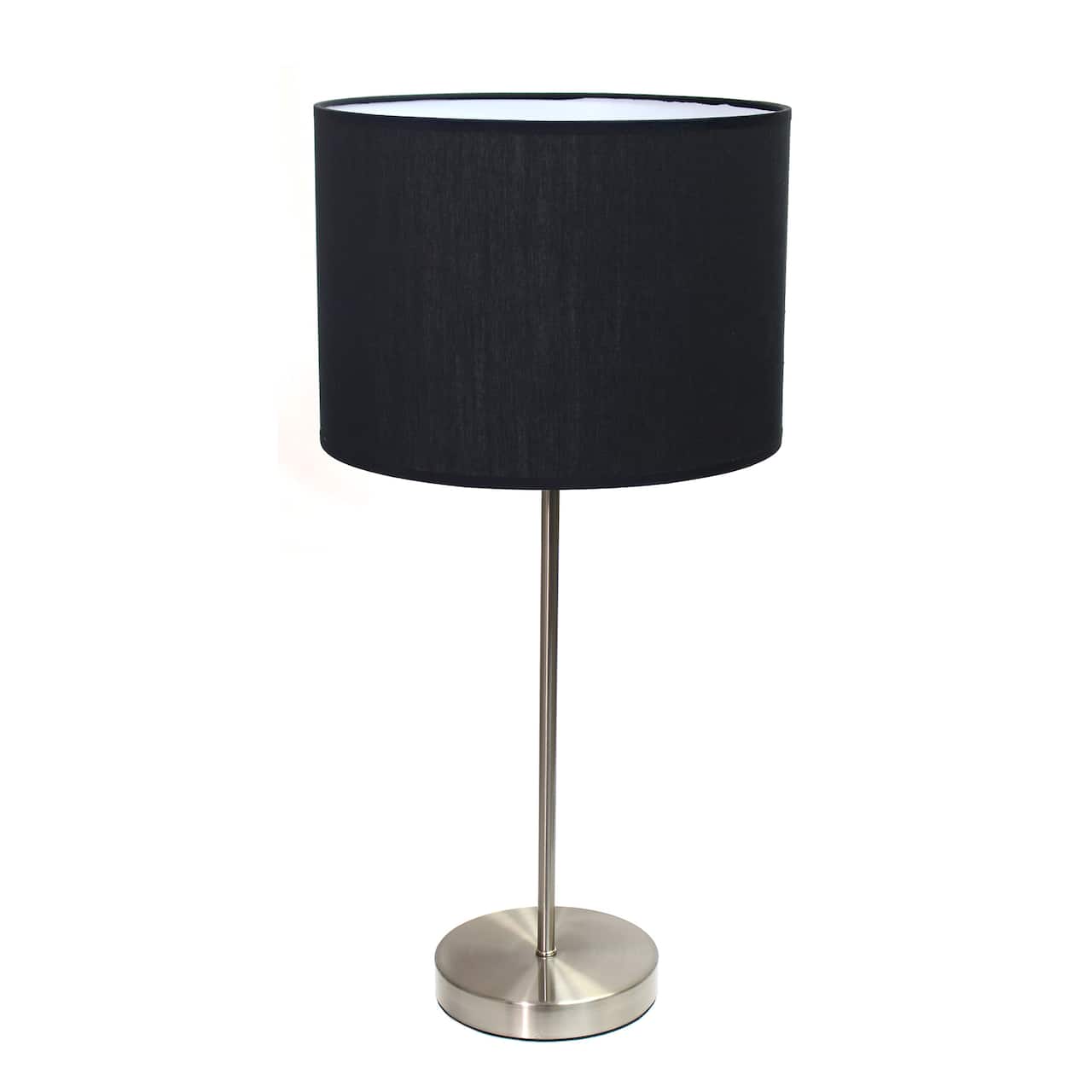 Simple Designs 23" Brushed Nickel Stick Lamp with Black Fabric Shade